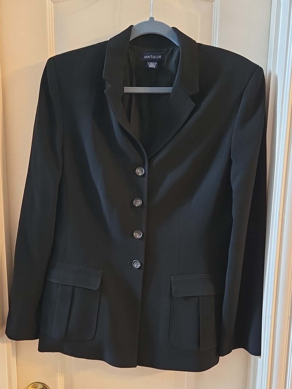Ann Taylor Black Women's Button Tailored Blazer Size 14